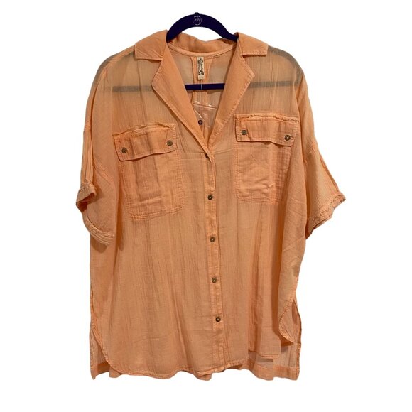 Free People Intimately Sleep Talk Shirt Electric Peach Size XS NWOT - Picture 1 of 10